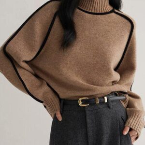 Erin – Kaffeepullover mit Halsausschnitt