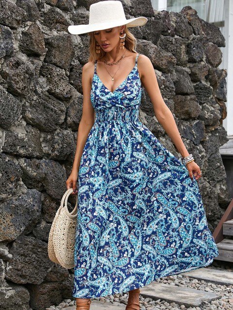 ALEXANDRA – Printet sexet lang kjole - Image 4