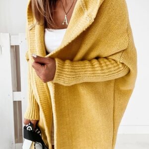 Oliv – Damenfrakke mit Hutpullover