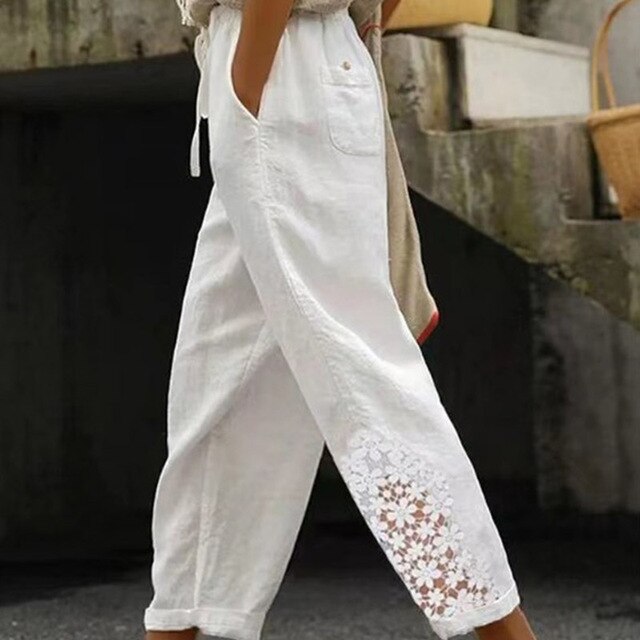 GRETA - Stickerei Blume Hose - Image 3