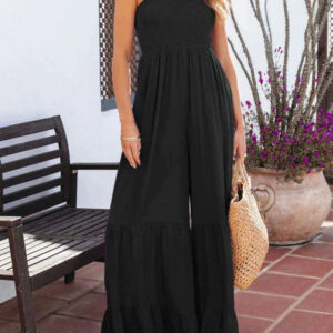 SAVANNAH – Ensfarvet-Jumpsuit mit hohem Kragen