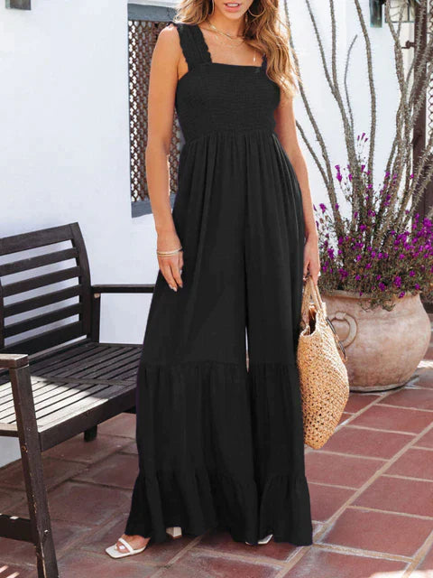 SAVANNAH – Ensfarvet-Jumpsuit mit hohem Kragen