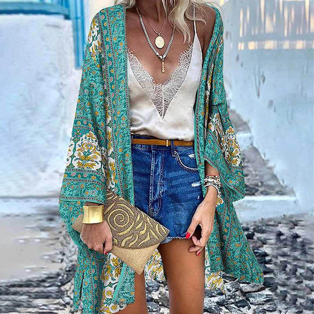 ZOEY - Plaid im Boho-Kimono-Stil