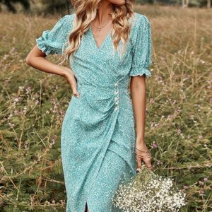 CORA - Plisseret kjole med print