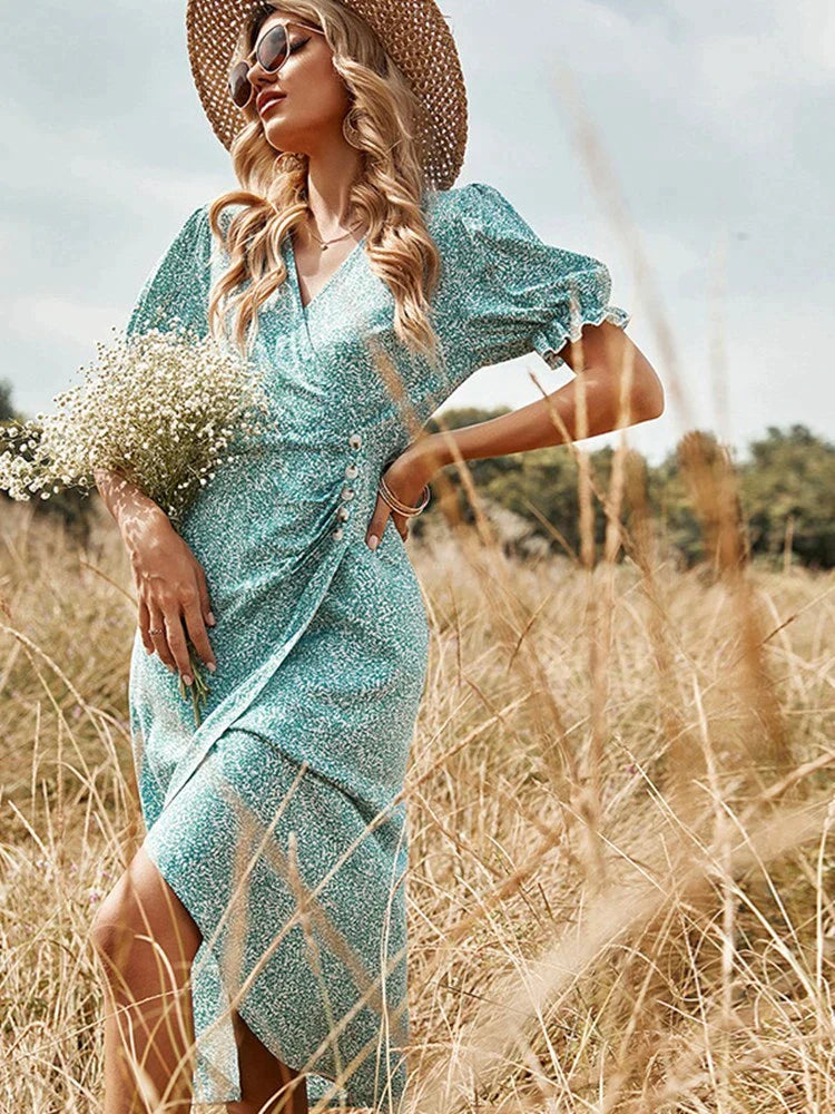 CORA - Plisseret kjole med print - Image 4