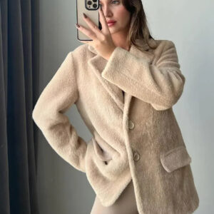 Violett - Mode frakke i plys