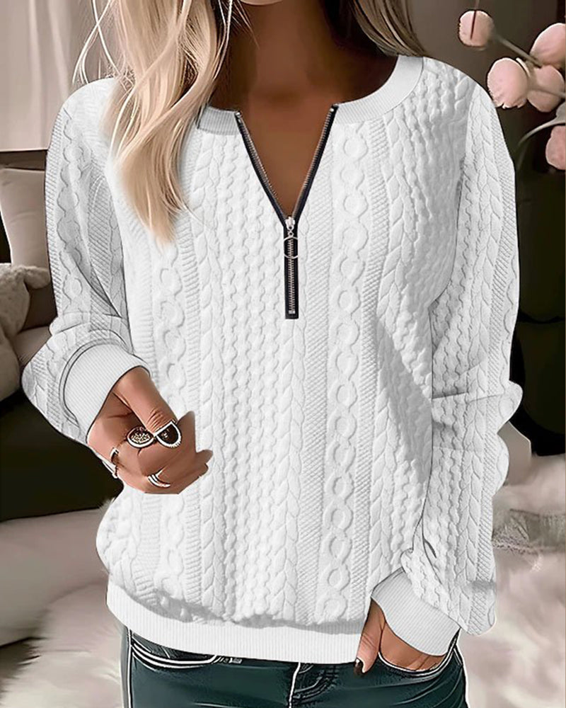 Annette - Ensfarvet-Pullover mit Lynlås - Image 6