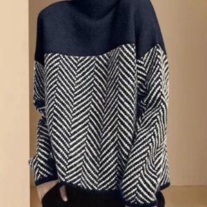 Oliv – Mehrfarbiger Pullover mit mittlerer Farbe