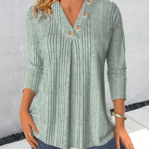 Philomena - Ensfarvet grüne Bluse