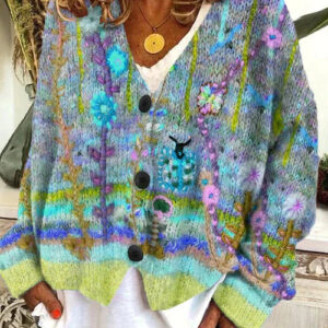 Fay – Retro-Strickjacke mit aufgedrucktem Muster