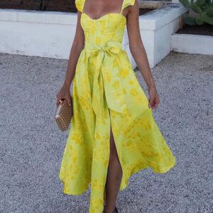 Eudora - Trykt kjole med sommerfugleærmer