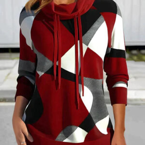 Tamara - Hættetrøje med høj krave og kontrastfarvet